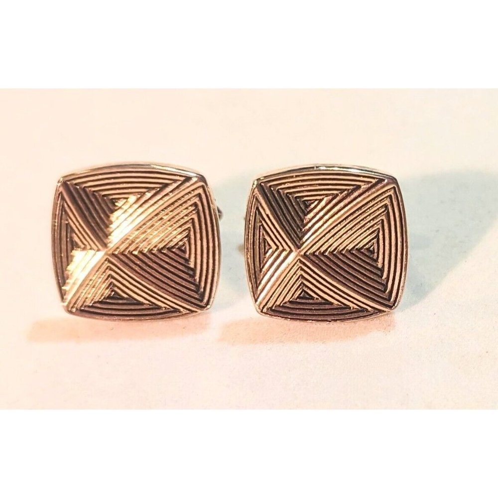 Vintage SWANK Gold Tone Textured Square Cufflinks
